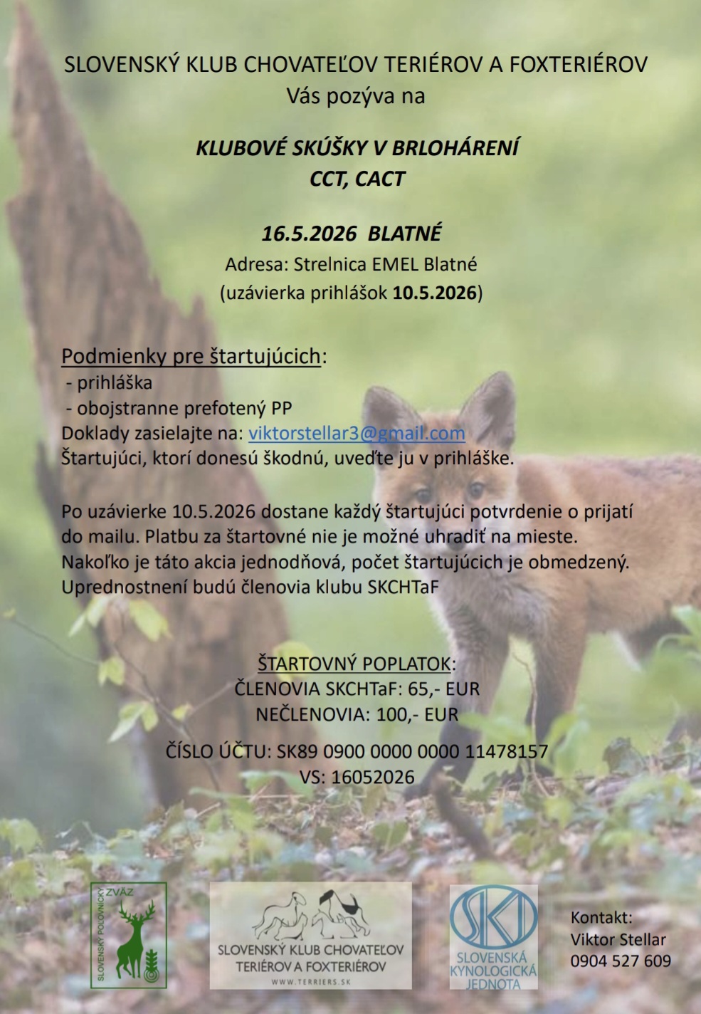 Read more about the article KLUBOVÉ SKÚŠKY V BRLOHÁRENÍ CCT, CACT BLATNÉ 16.5.2026